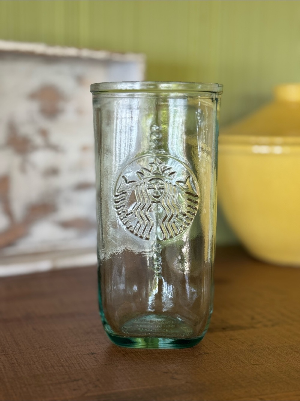 Starbucks Recycled Glass Tumbler Triangle Base Grande 16oz Green Mint Limited